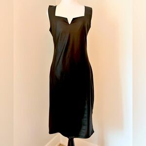Brand unknown, faux leather, SIZE L, NWOT, form fitted dress.